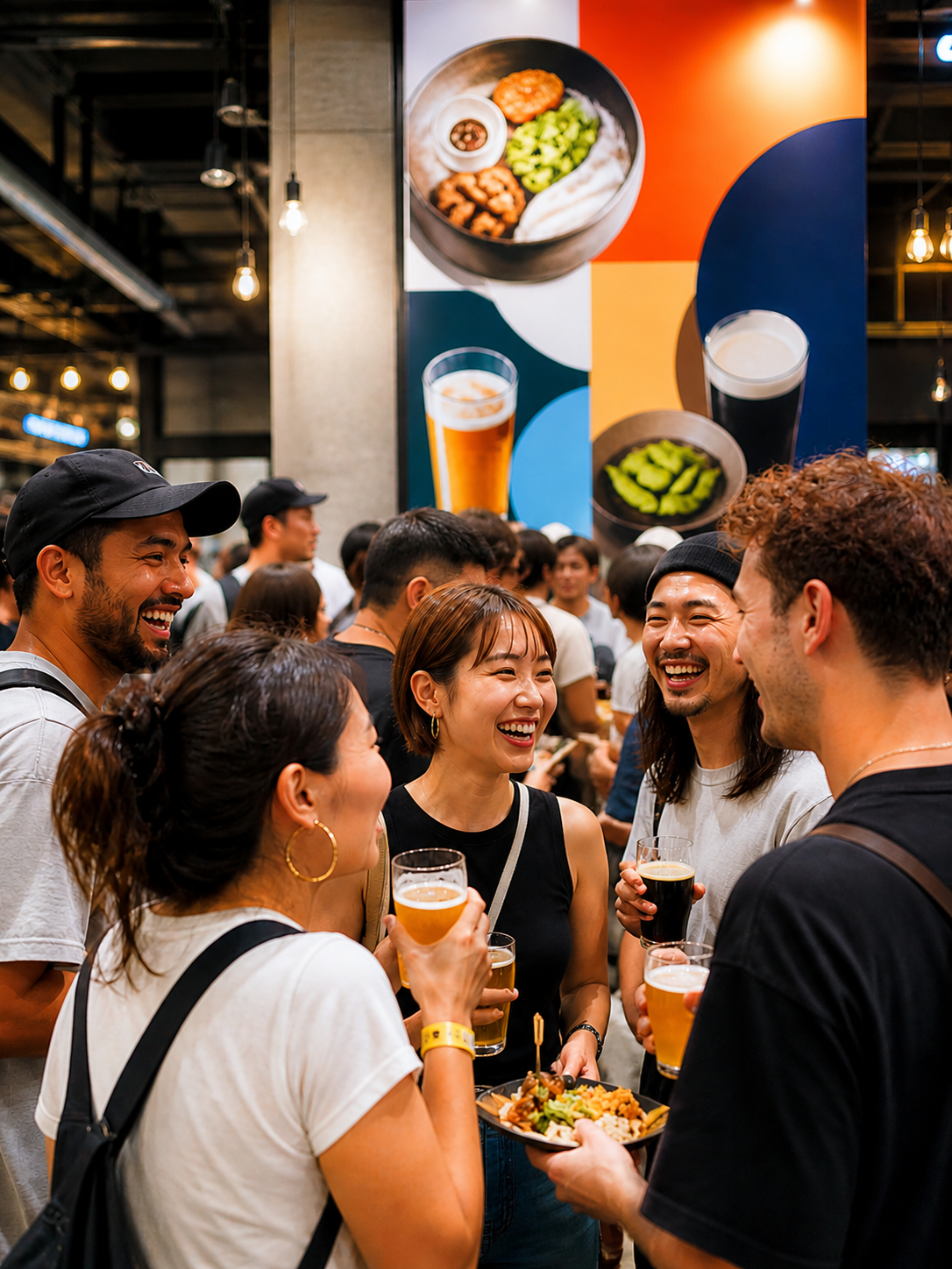 People enjoying food and drinks
